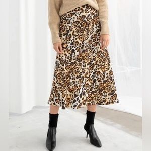 & Other Stories Bias Cheetah Midi Skirt - size 8!